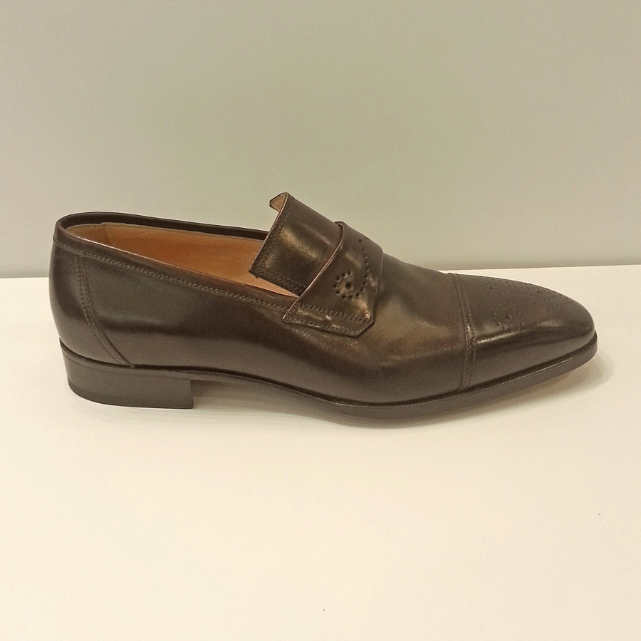 Gravati Calfskin Cap Toe Slip On Shoes in Brown | Norton Ditto
