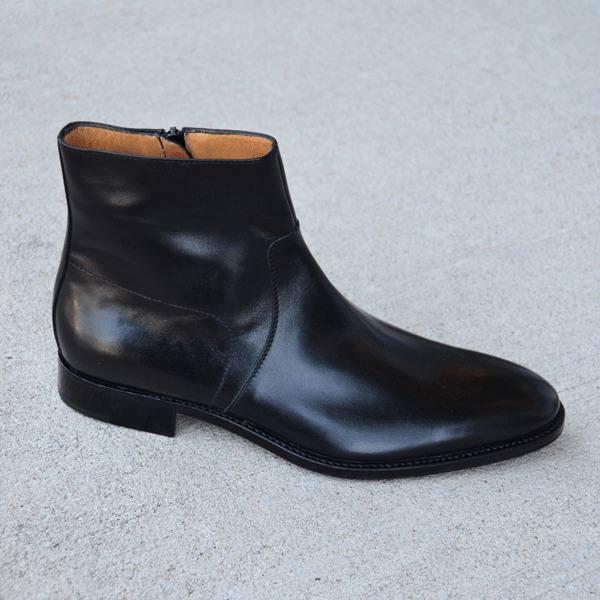 Gravati Sheriff Calfskin Side Zipper Boot in Black | Norton Ditto