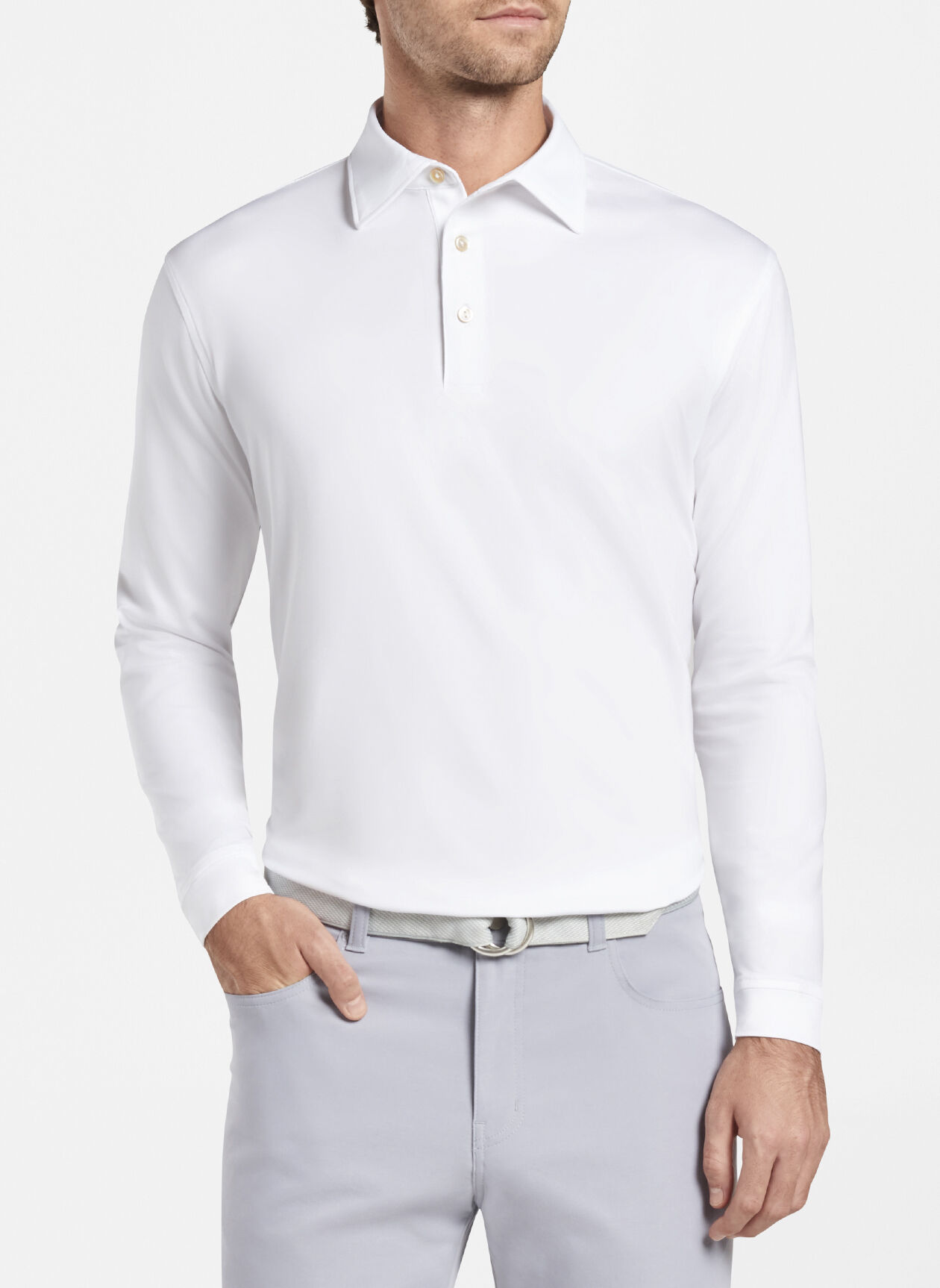 PETER MILLAR Solid Stretch Jersey Long Sleeve Polo | Norton Ditto